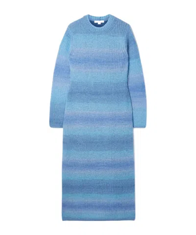Vince Openwork Knit Dress In Blue