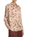 Vince Orchid Vine Silk Button-up Shirt In Pale Camel