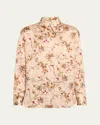 Vince Orchid Vine Silk Button-up Shirt In Pale Camel