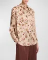 Vince Orchid Vine Silk Button-up Shirt In Pale Camel