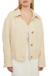 Vince Cropped Twill Linen-blend Jacket In Lemon Stone