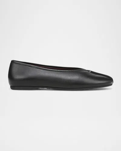Vince Ori Leather Ballet Flats In Black