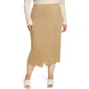 Vince Overlap Midi Skirt In Dark Wheat