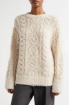 Vince Textured Loop Stitch Sweater In Off White