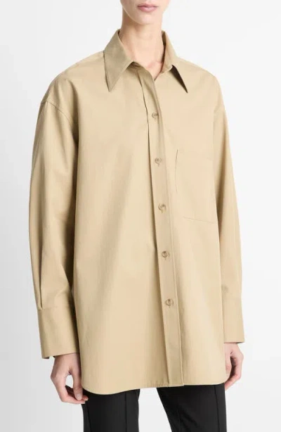 Vince Oversize Cotton Button-up Shirt In Brown