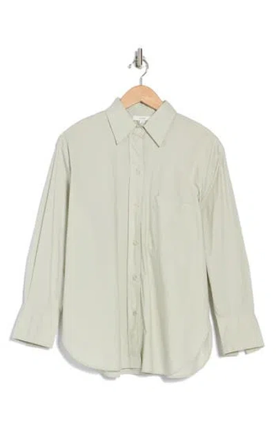 Vince Oversize Oxford Shirt In White Jade