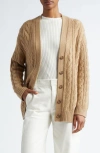 Vince Oversize Wool & Cashmere Cable Cardigan In Brown