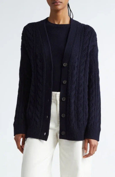 Vince Oversize Wool & Cashmere Cable Cardigan In Blue