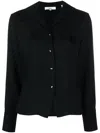 Vince Oversized-collar Long-sleeved Blouse In Blue