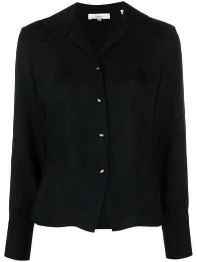 Vince Oversized-collar Long-sleeved Blouse In Blue