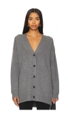 Vince Oversized Double Knit Cardigan In Heather Flint In Flint