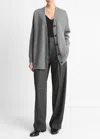 Vince Oversized Double Knit Cardigan In Heather Flint In Multi