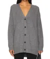 Vince Oversized Double Knit Cardigan In Heather Flint In Grey
