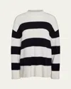 Vince Oversized Stripe Roll-neck Sweater In Off Whitecoastal