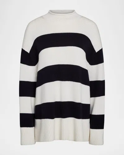 VINCE OVERSIZED STRIPE ROLL-NECK SWEATER