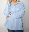 VINCE OVERSIZED STRIPE SHIRT IN CELESTINE