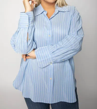 Vince Oversized Stripe Shirt In Celestine In Multi
