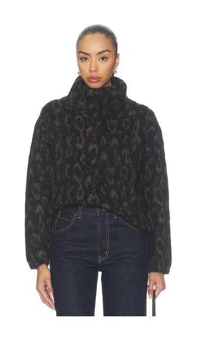 Vince Oversized Turtleneck Jacquard Sweater In Black