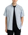 Vince Pacifica Stripe Short Sleeve Button-up Shirt In Dusty Sky