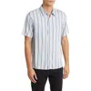 Vince Pacifica Stripe Short Sleeve Button-up Shirt In Dusty Sky/royal Blue