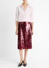 Vince Paillette Bias Skirt In Ruby Ink