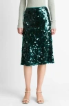 Vince Lucite Sequined Midi Skirt In Green