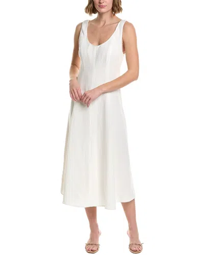 Vince Paneled Linen-blend Dress In Beige