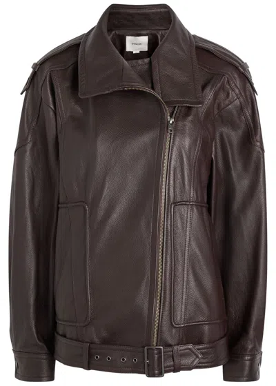 VINCE VINCE PANELLED GRAINED LEATHER JACKET