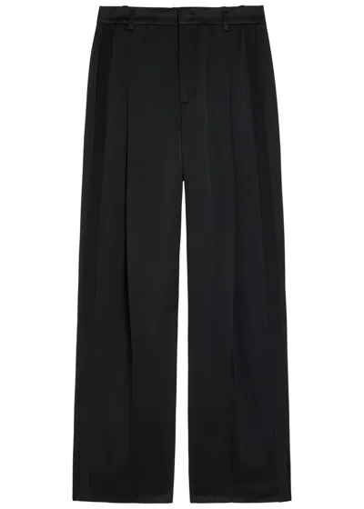 Vince Panelled Straight-leg Satin Trousers In Black