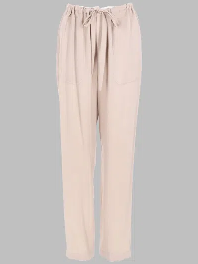 Vince Relaxed-fit Pants With Drawstring Waist And Pleated Hem In Neutral