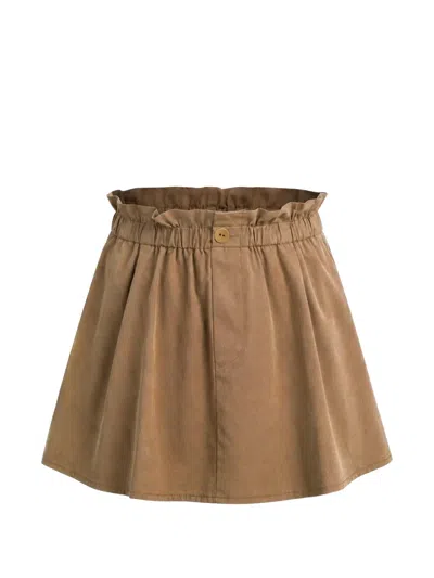 Vince Paperbag-waist Skort In Brown