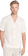 Vince Patchwork Pointelle Short Sleeve Cardigan In Classic Cream
