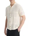 Vince Patchwork Pointelle Short Sleeve Cardigan In Classic Cream
