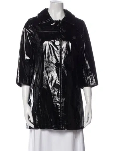 Pre-owned Vince Patent Leather Biker Jacket In Black
