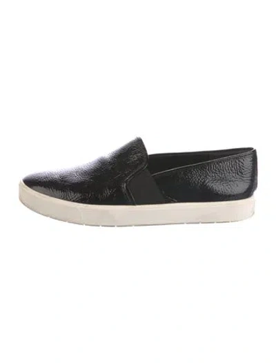 Pre-owned Vince Patent Leather Colorblock Pattern Sneakers In Black/white