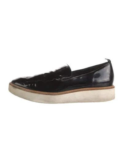 Pre-owned Vince Patent Leather Loafer Sneakers In Black