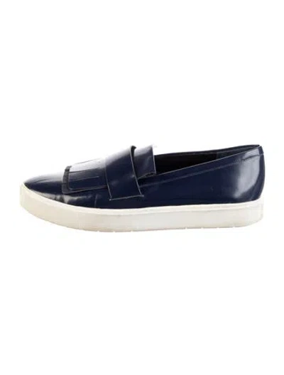 Pre-owned Vince Patent Leather Loafers In Blue