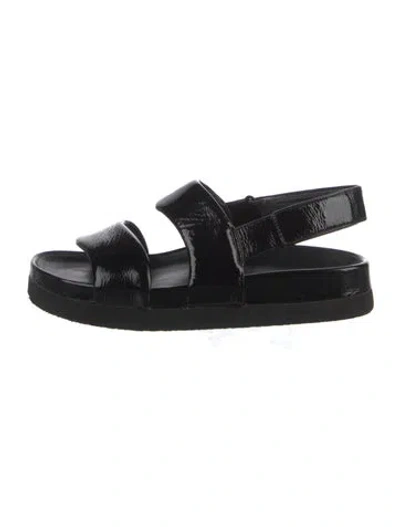 Pre-owned Vince Patent Leather Sandals In Black