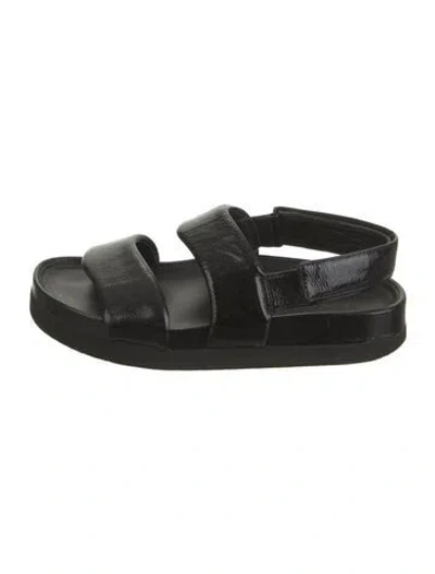 Pre-owned Vince Patent Leather Sandals In Black
