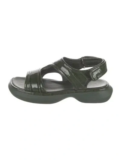 Pre-owned Vince Patent Leather Sandals In Green