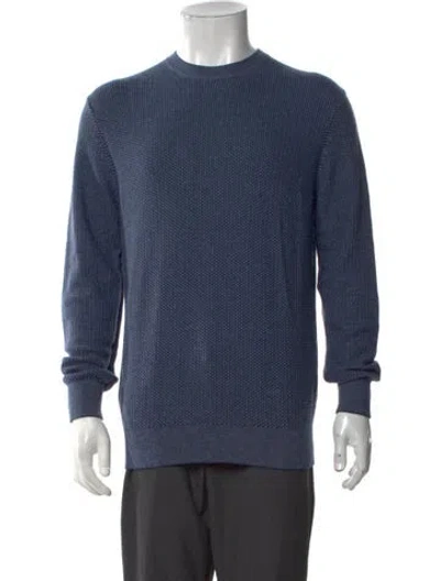 Pre-owned Vince Patterned Crew Neck Pullover In Blue