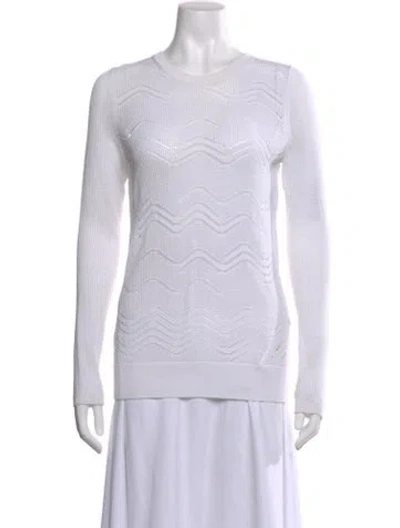 Pre-owned Vince Patterned Crew Neck Sweater In White