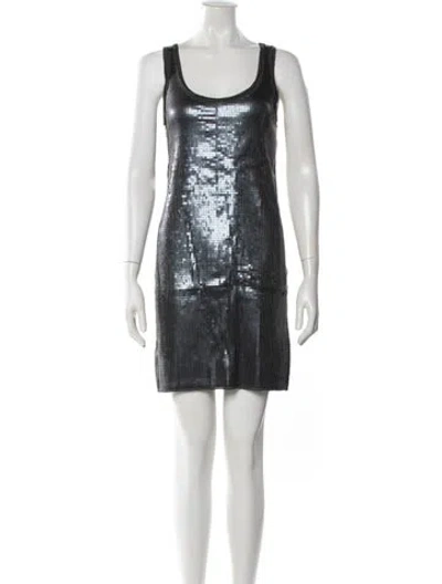 Pre-owned Vince Patterned Mini Dress In Gray