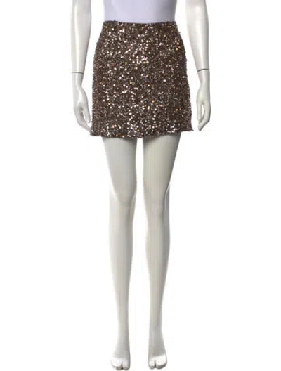 Pre-owned Vince Patterned Mini Skirt In Brown/gold