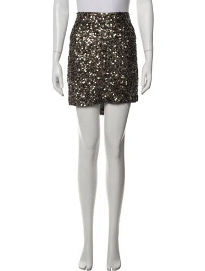 Pre-owned Vince Patterned Mini Skirt W/ Tags In Brown/gold