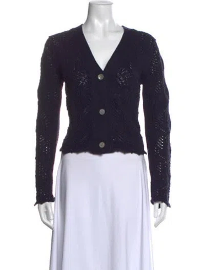 Pre-owned Vince Patterned V-neck Sweater In Blue