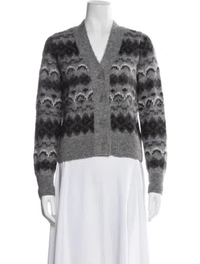 Pre-owned Vince Patterned V-neck Sweater In Gray