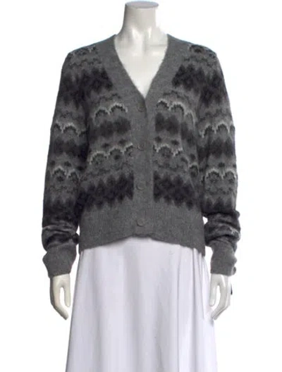 Pre-owned Vince Patterned V-neck Sweater W/ Tags In Gray