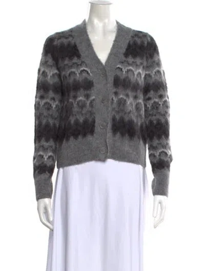 Pre-owned Vince Patterned V-neck Sweater W/ Tags In Grey