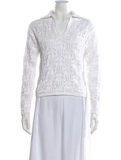 Pre-owned Vince Patterned V-neck Sweater In White
